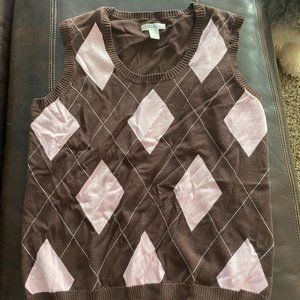 Pink/brown checkered golf vest